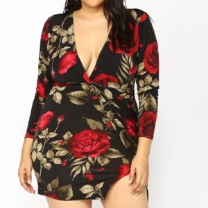 Floral Print Fashion Nova Wrap Dress